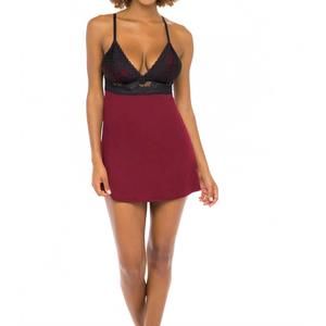 NEW OH LA LA CHERI louella lace chemise in rhubarb / black